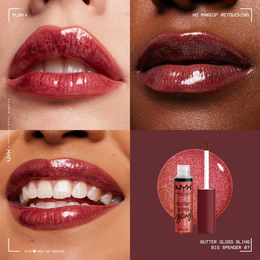 Aplicador doe-foot de NYX Butter Gloss Bling para aplicación suave.