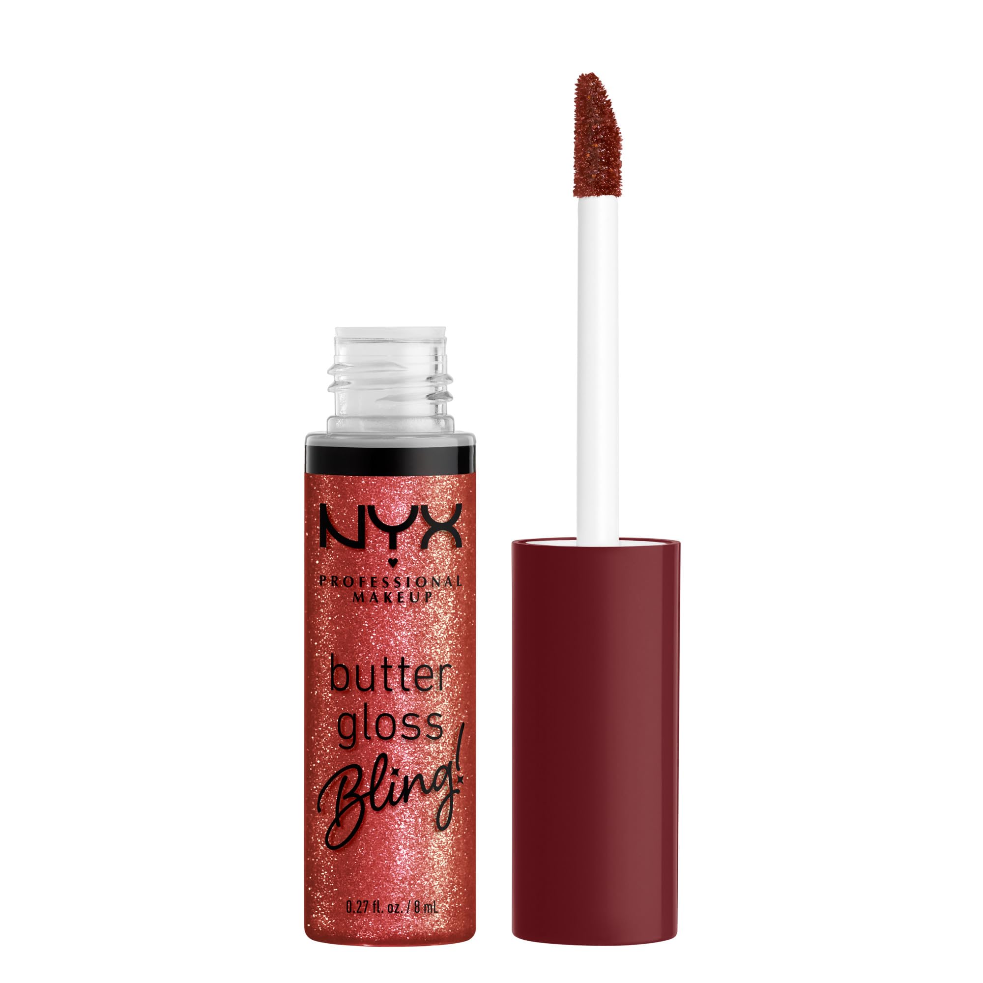 NYX Butter Gloss Bling en tubo, textura cremosa y brillo intenso.