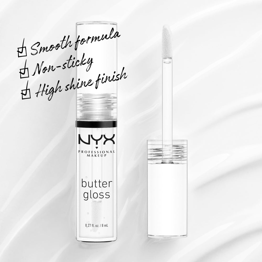 Textura sedosa de NYX Butter Gloss Sugar Glass para labios suaves