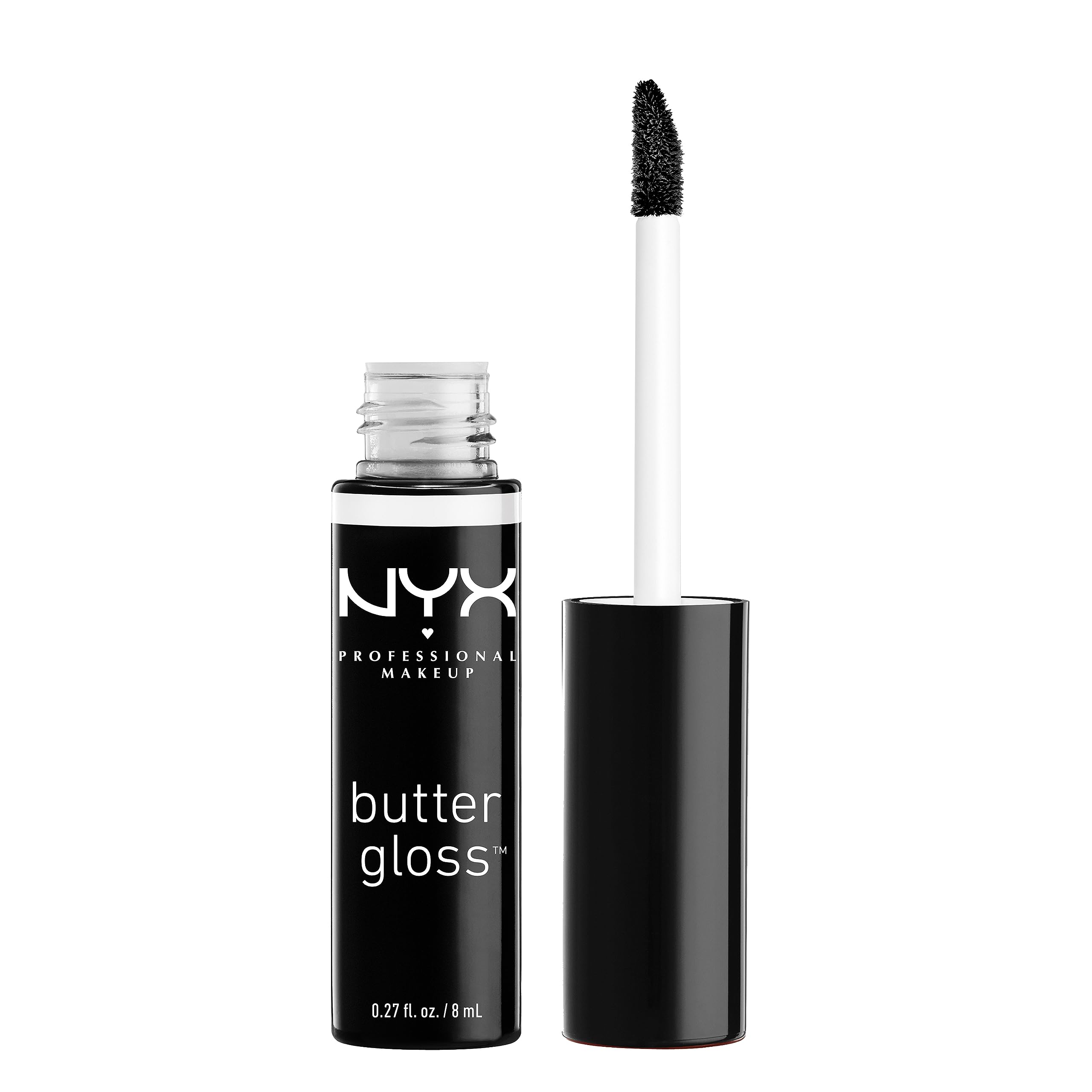 NYX Butter Gloss — tono Licorice (Negro) para labios intensos