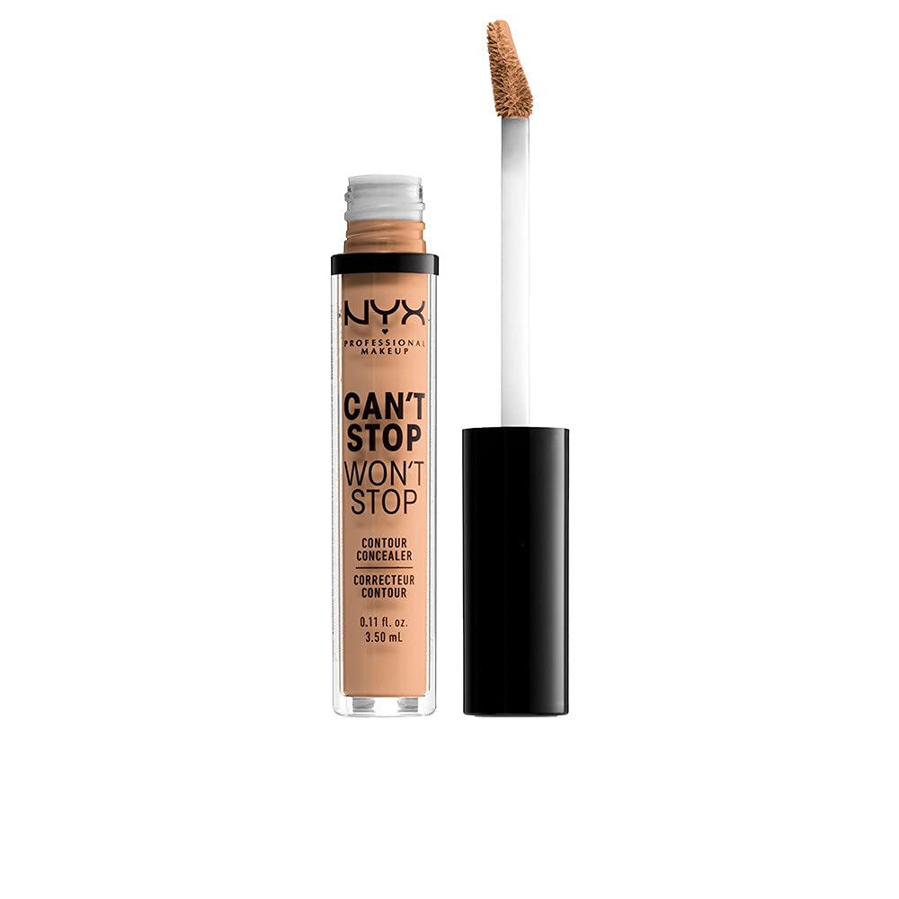 Corrector NYX Can't Stop Won't Stop con acabado mate para cobertura 24h en tono Medio Olivo.