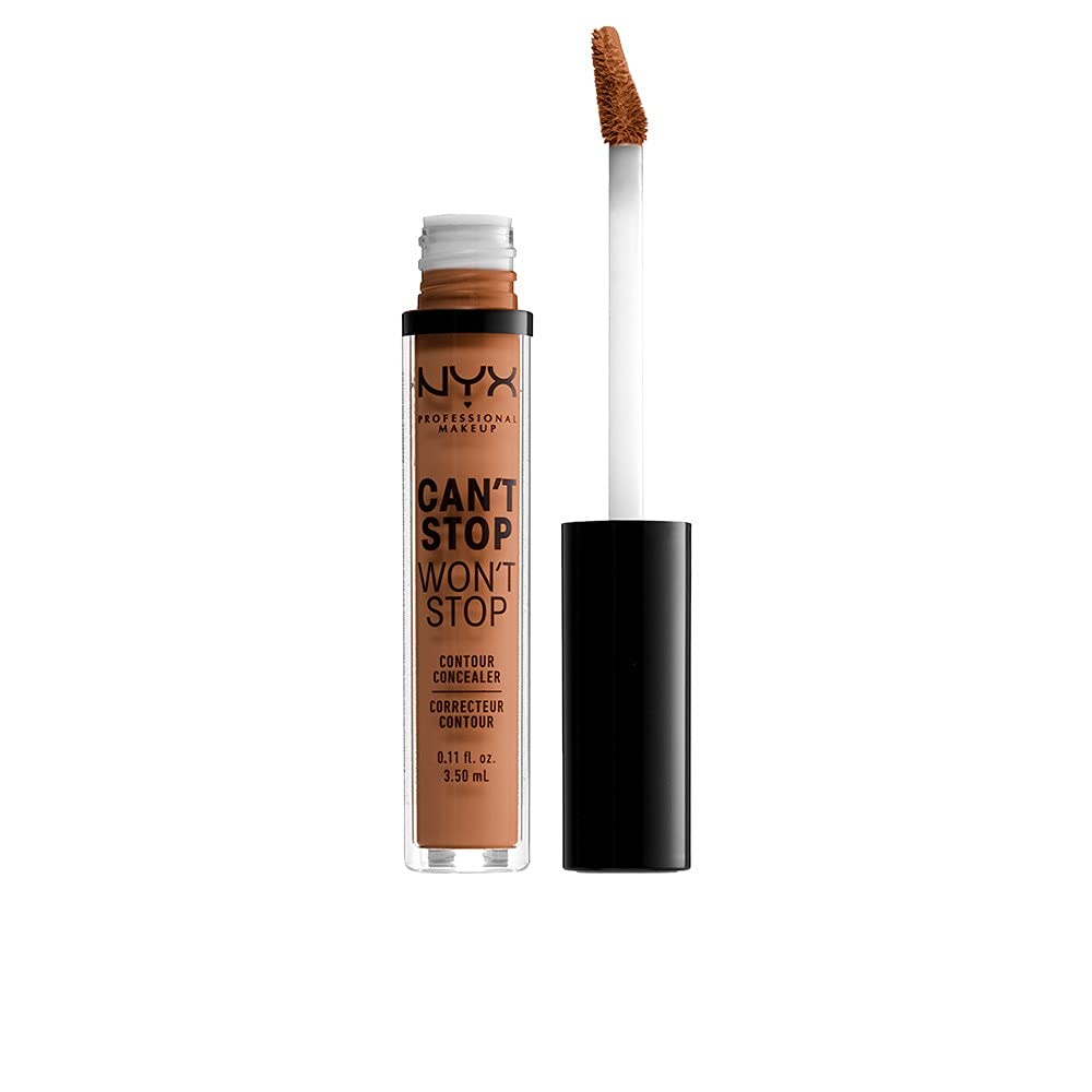 Corrector de contorno NYX Mahogany, acabado mate y cobertura duradera para piel oscura.