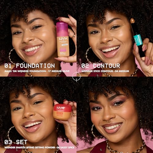 Línea profesional NYX Make 'Em Wonder junto a otros productos de maquillaje.