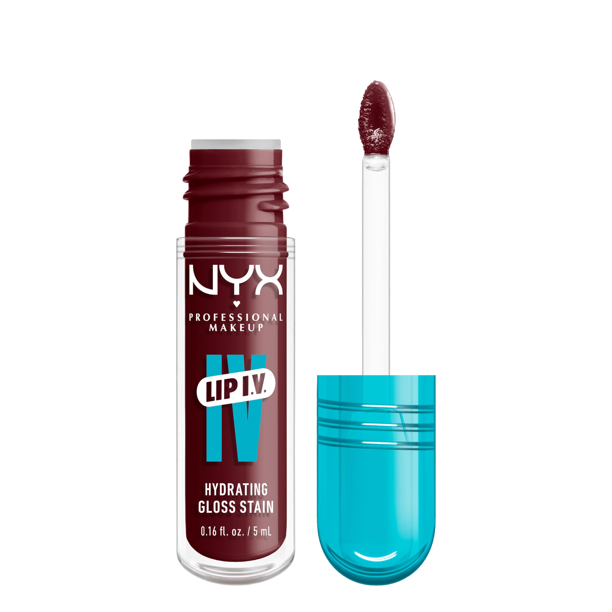 Lip IV de NYX, aplicación de brillo hidratante Mauve N Moist.