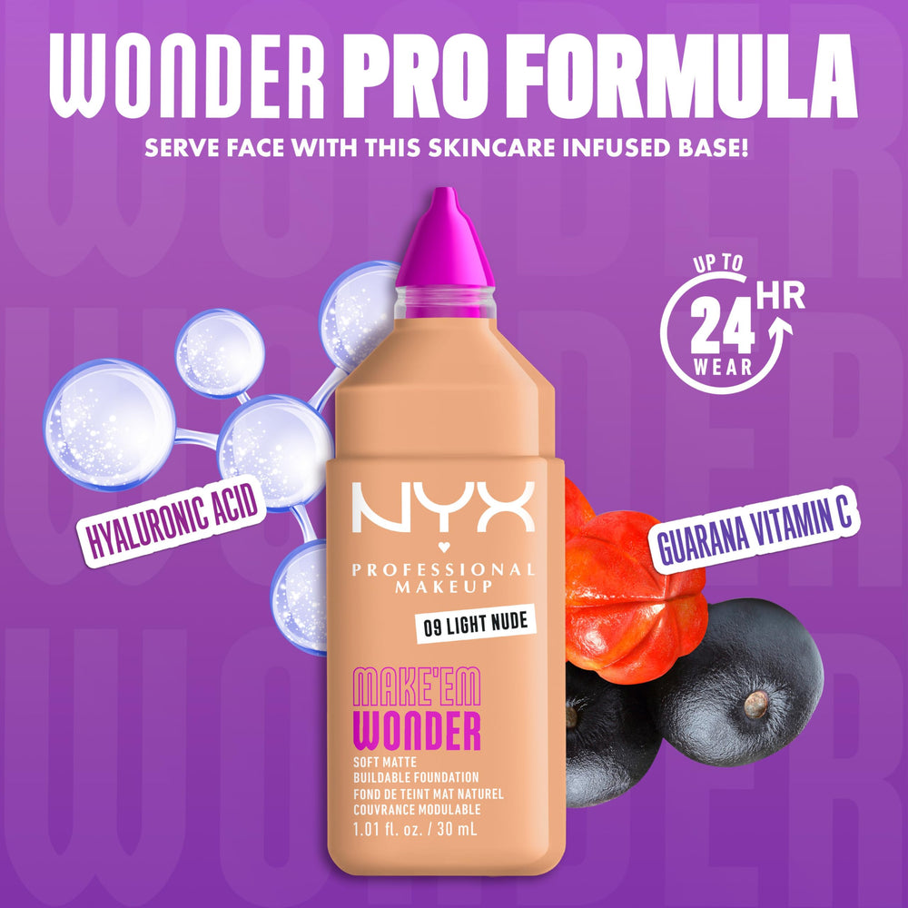 Cobertura ajustable para un rostro natural o más cubriente con Make 'Em Wonder.