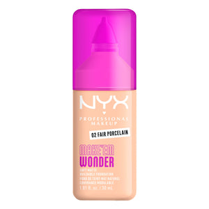 NYX Make 'Em Wonder envase-textura muestra acabado natural y ligero para uso diario