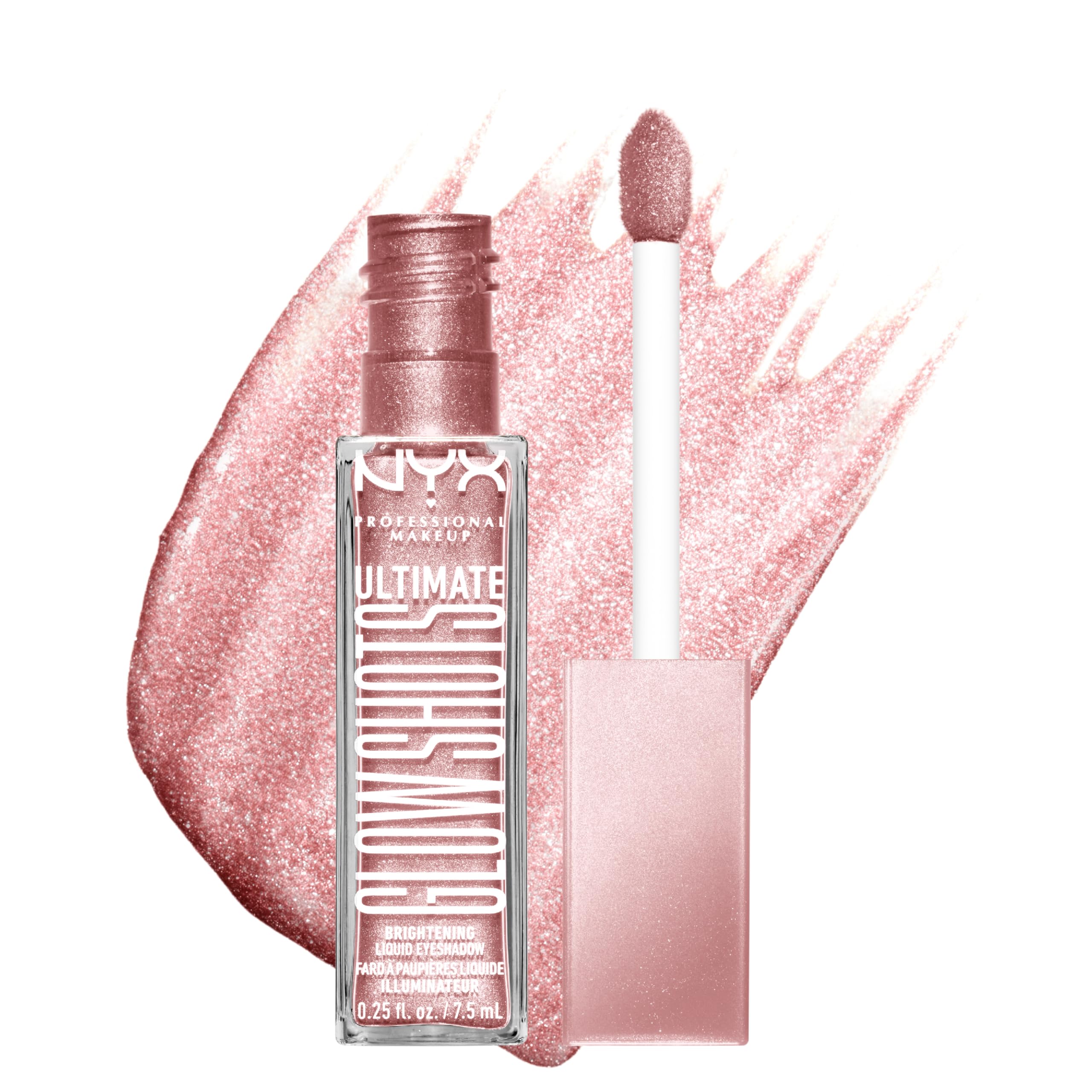NYX Ultimate Glow Shots parpado luminoso para un brillo suave y duradero.