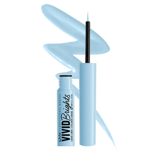 NYX Vivid Brights delineador líquido azul intenso, punta ultra fina para trazos precisos