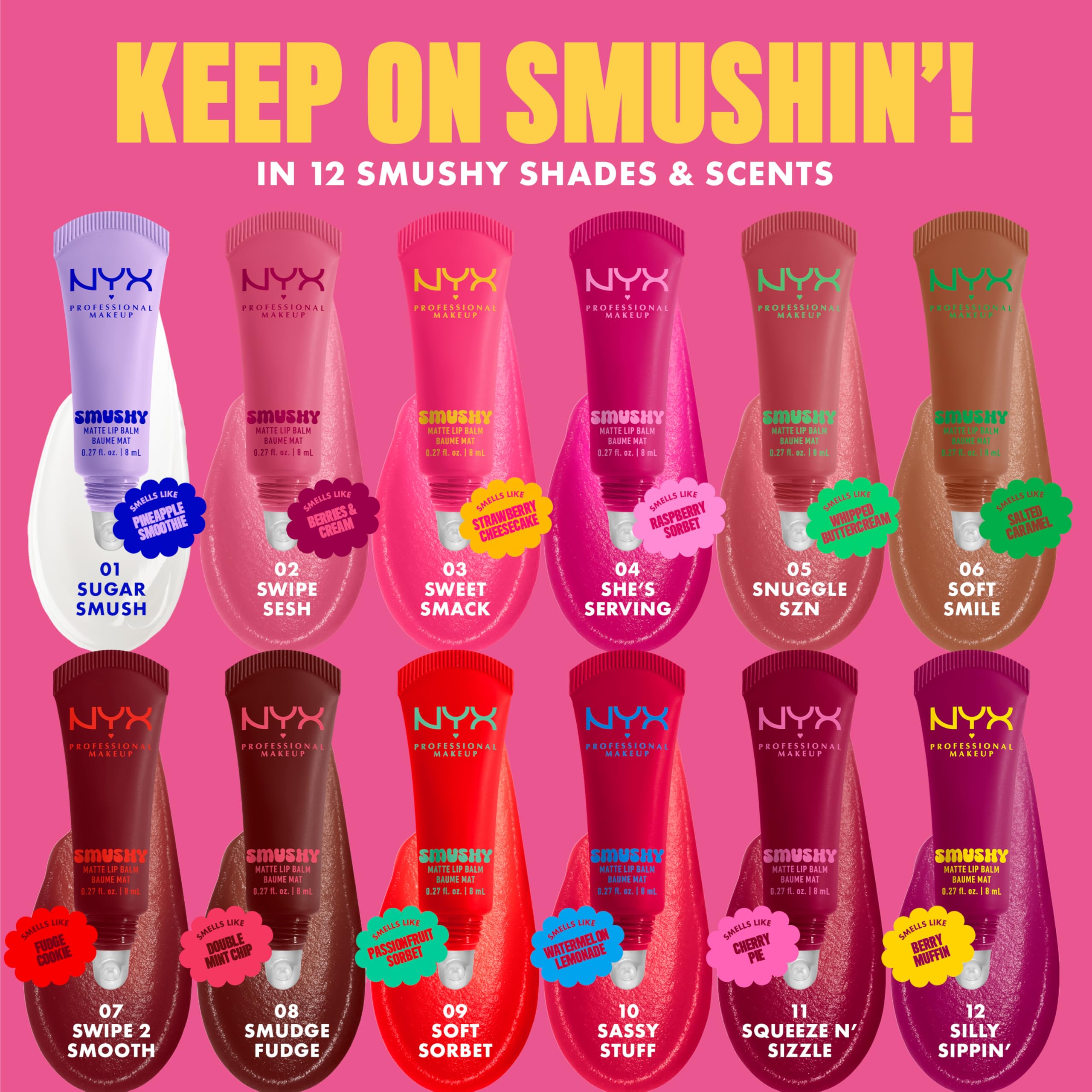 Uso diario fácil con NYX Smushy Matte Lip Balm en formato bálsamo cómodo.