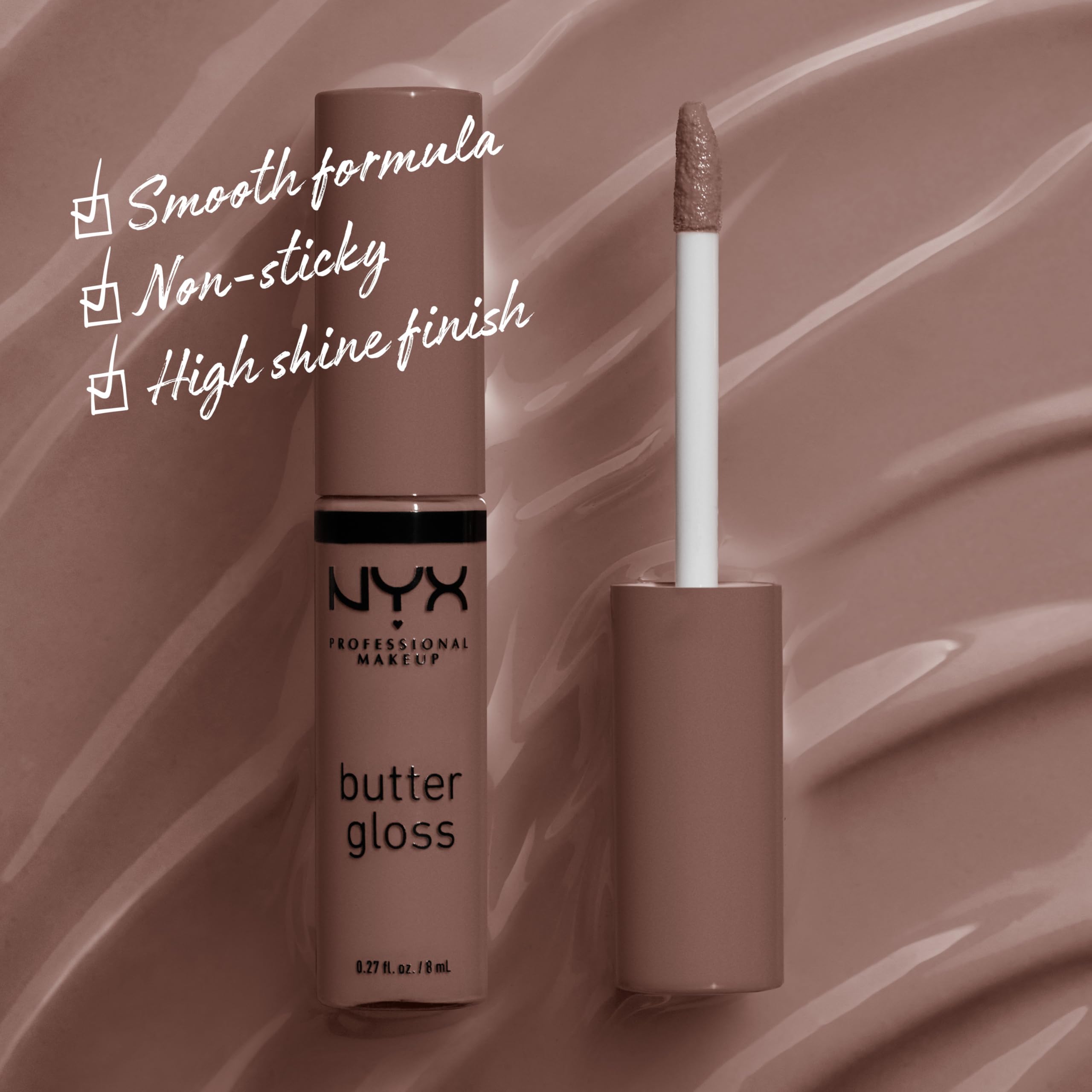 NYX Butter Gloss Brown Sugar textura cremosa para aplicación uniforme