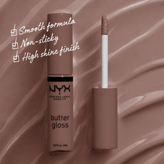 NYX Butter Gloss Brown Sugar textura cremosa para aplicación uniforme