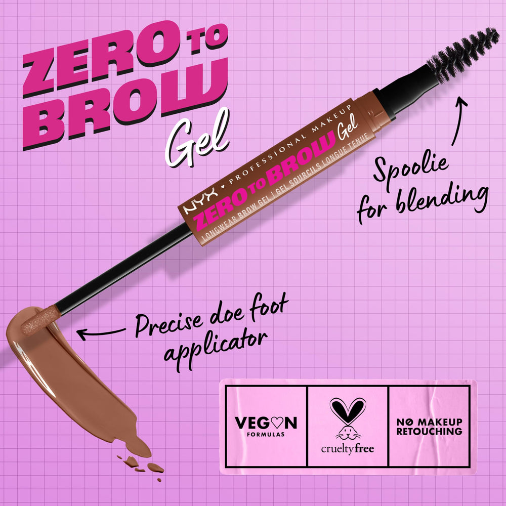 NYX Zero to Brow resistente a la transferencia para un acabado estable.