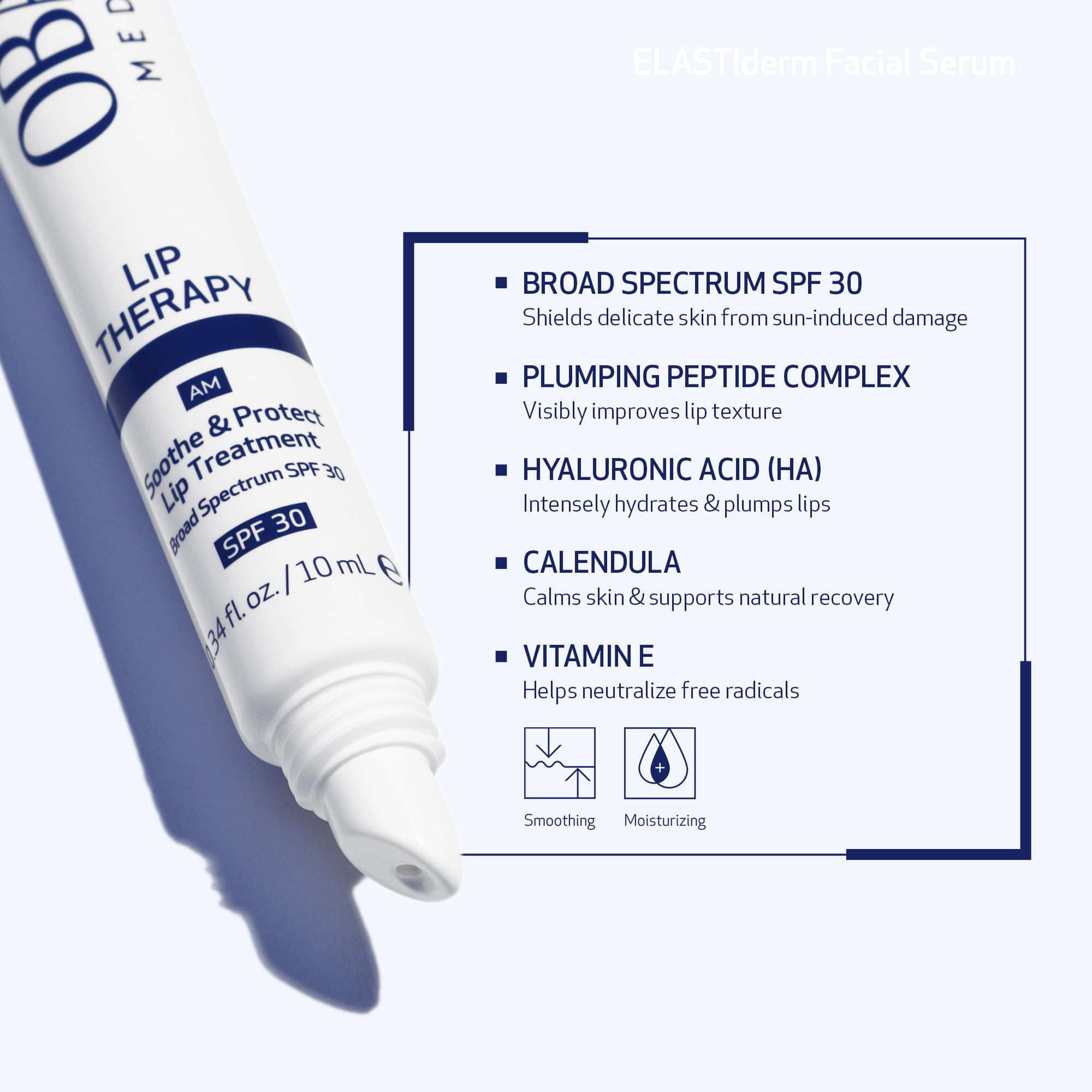 Aplicación de Obagi Lip Therapy SPF 30 en los labios.