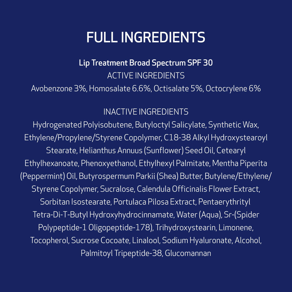 Obagi Lip Therapy SPF 30 respaldado por dermatólogos para uso diario seguro.