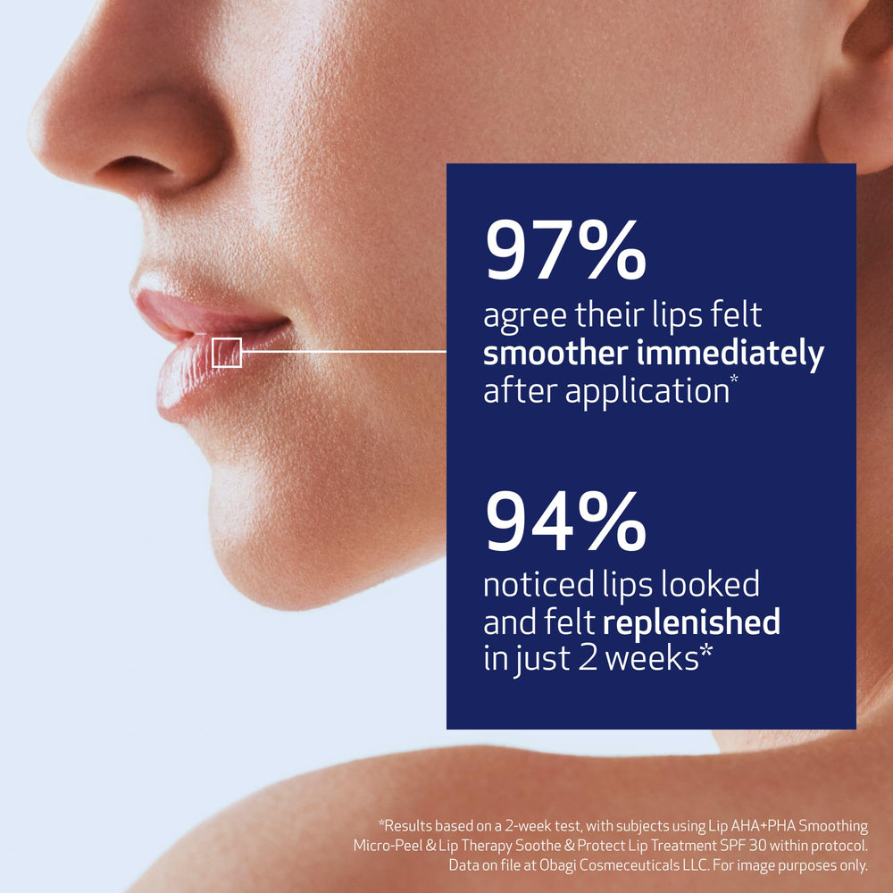 Protección UVA/UVB de Obagi Lip Therapy SPF 30 durante el día.