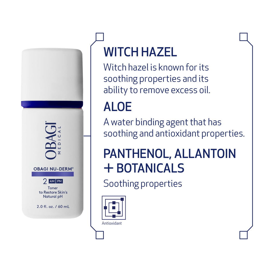 Tónico Obagi Nu-Derm con hamamelis y aloe calma la piel