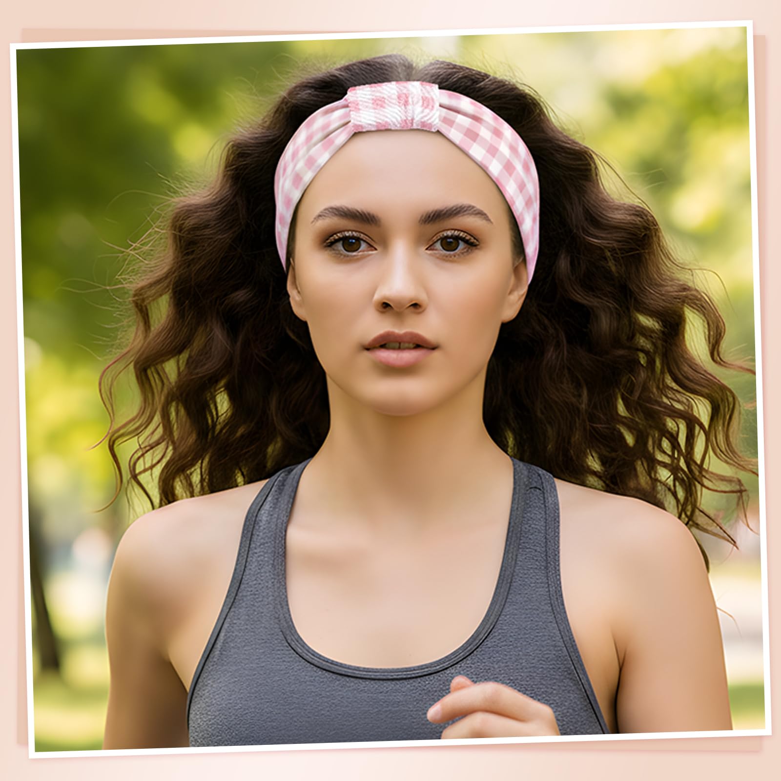 obeoby banda ancha con nudo para yoga y running rosa, diseño práctico.