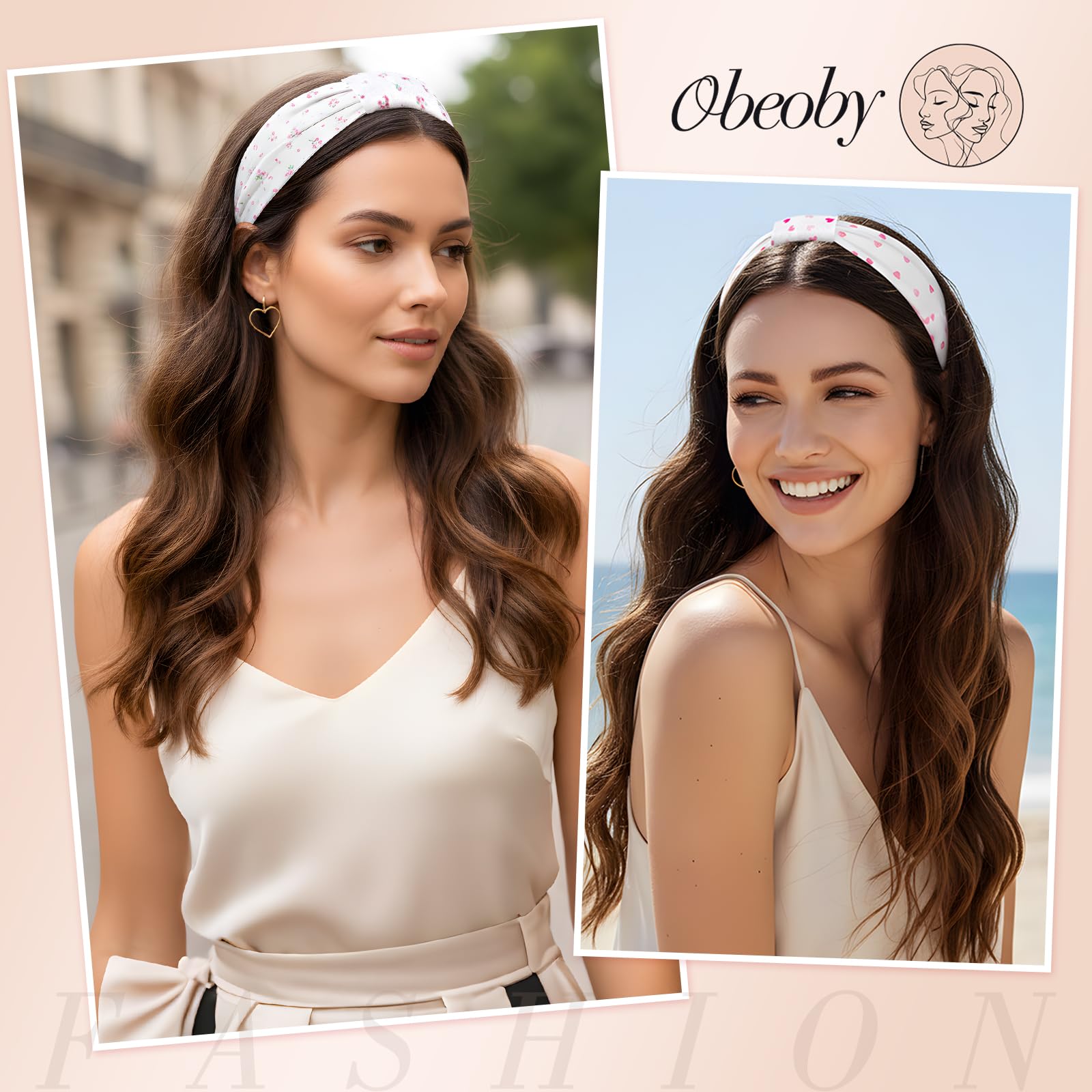 obeoby banda ancha con nudo para deporte rosa floral, ideal para sudor moderado.