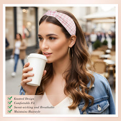 obeoby banda ancha con nudo para yoga rosa cuadros, combina con atuendos.