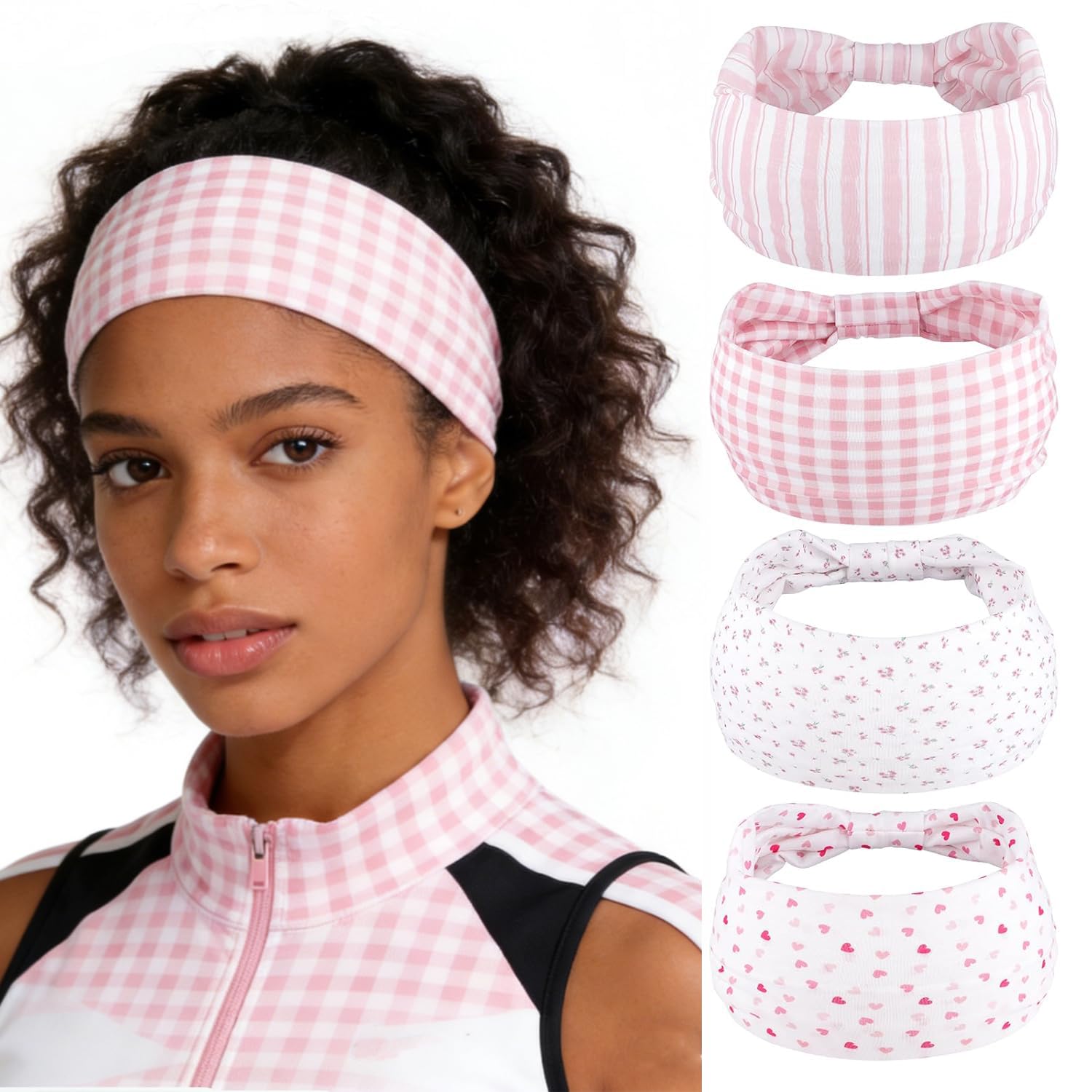 obeoby banda ancha con nudo para yoga rosa floral, cómoda y absorbente.
