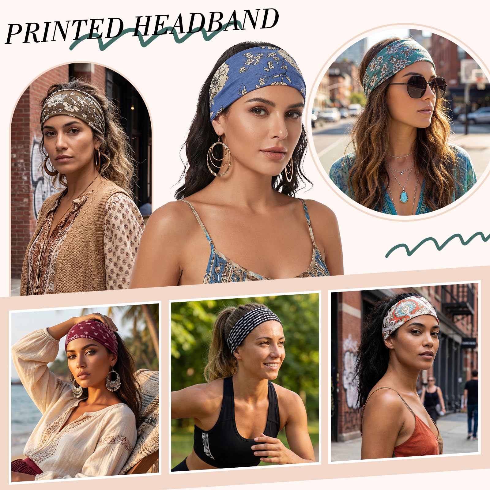 obeoby banda boho mujer paquete de 8 piezas con estampados únicos.