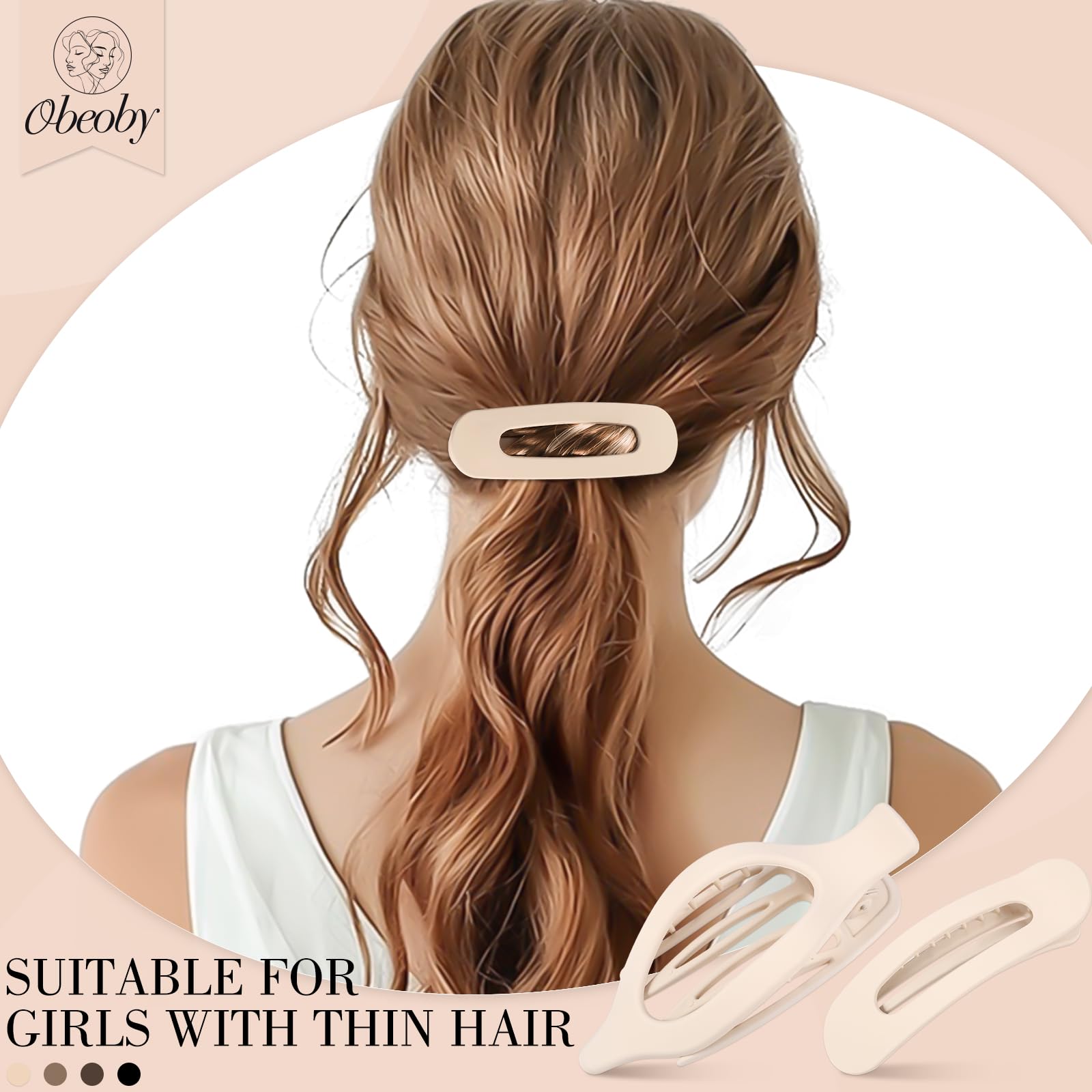 Obeoby clip plano neutro superficie mate, acabado elegante.