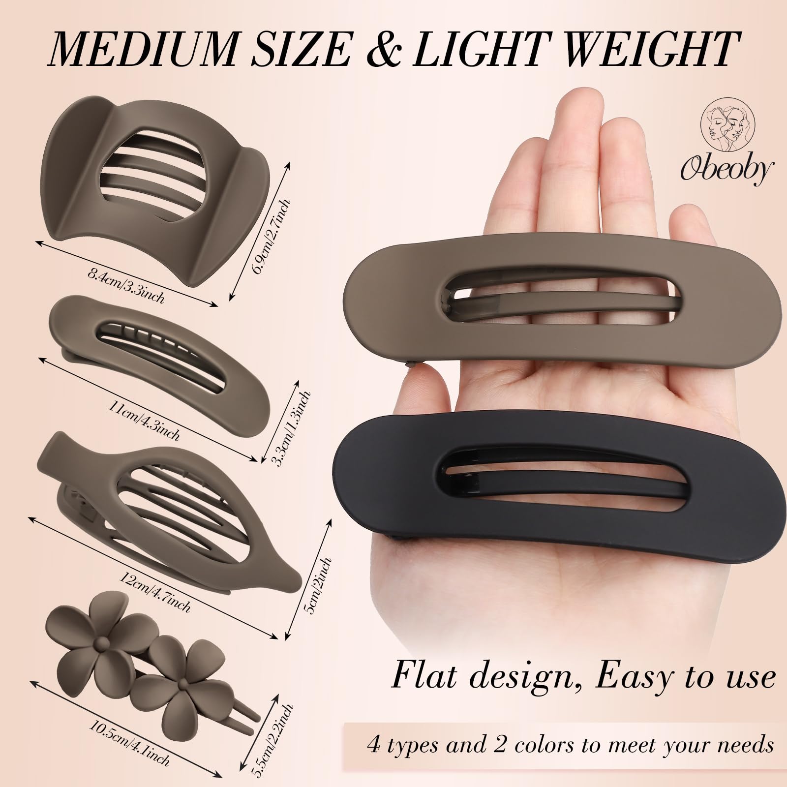 Pinza plana francesa Obeoby para uso diario y estilo elegante.