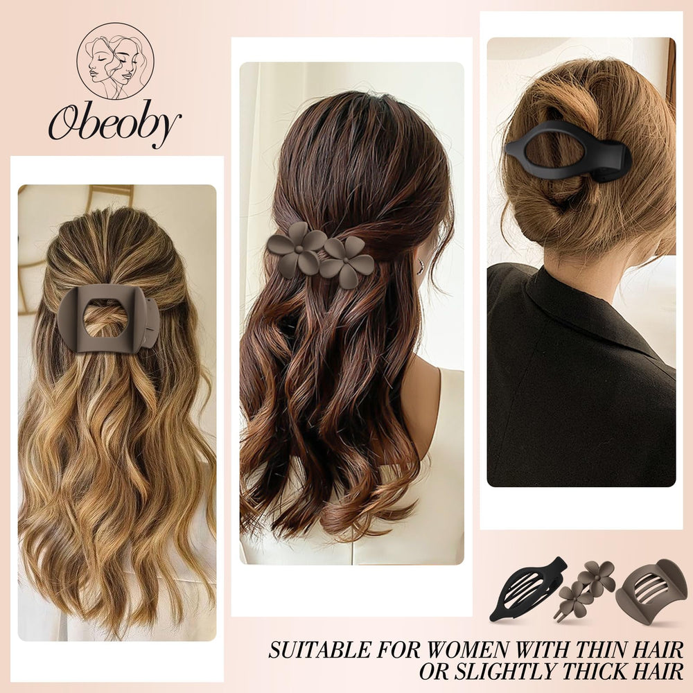 Pinza plana larga Obeoby con sujeción duradera para cabello.