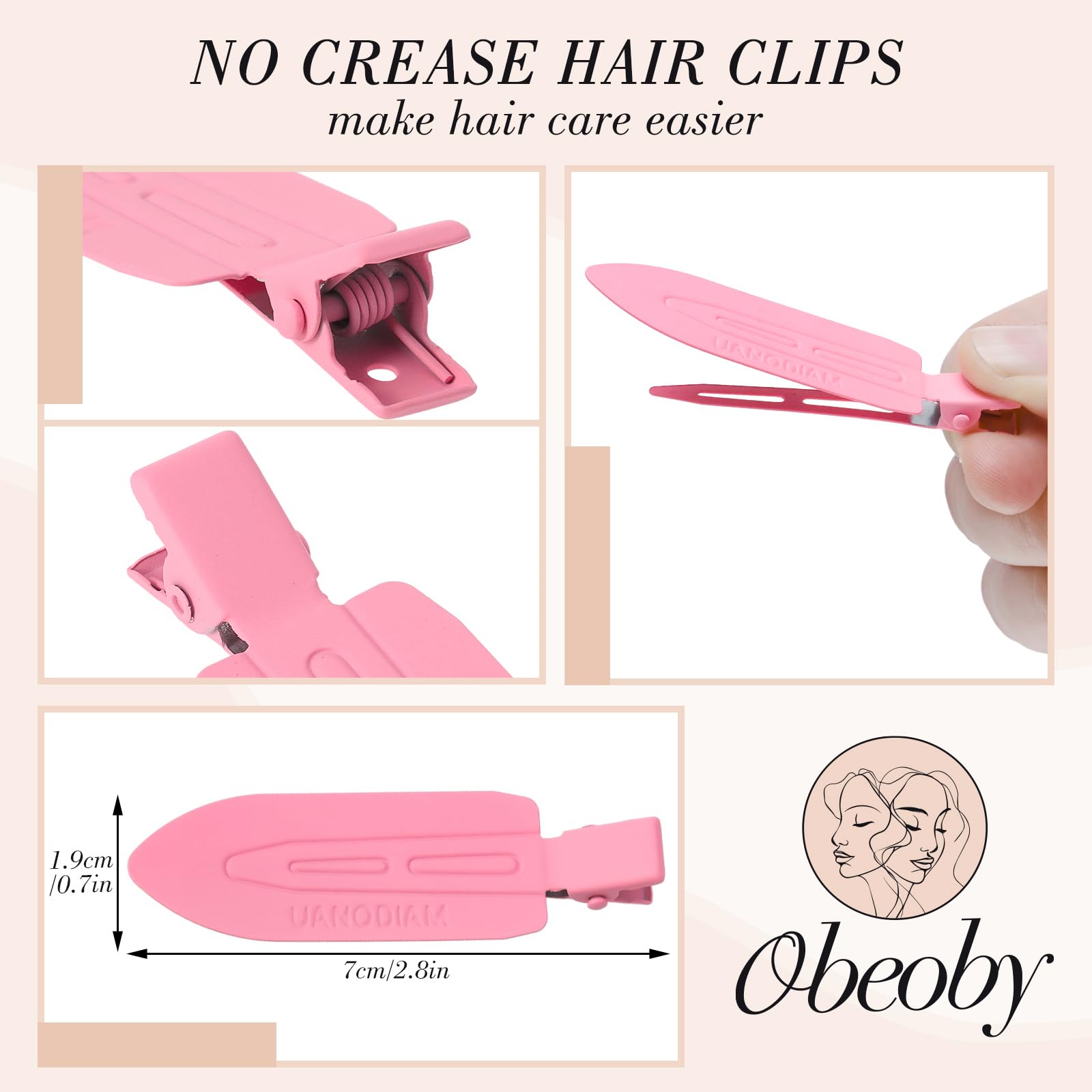 Pinzas de cabello obeoby de 2.8 pulgadas con agarre sólido.