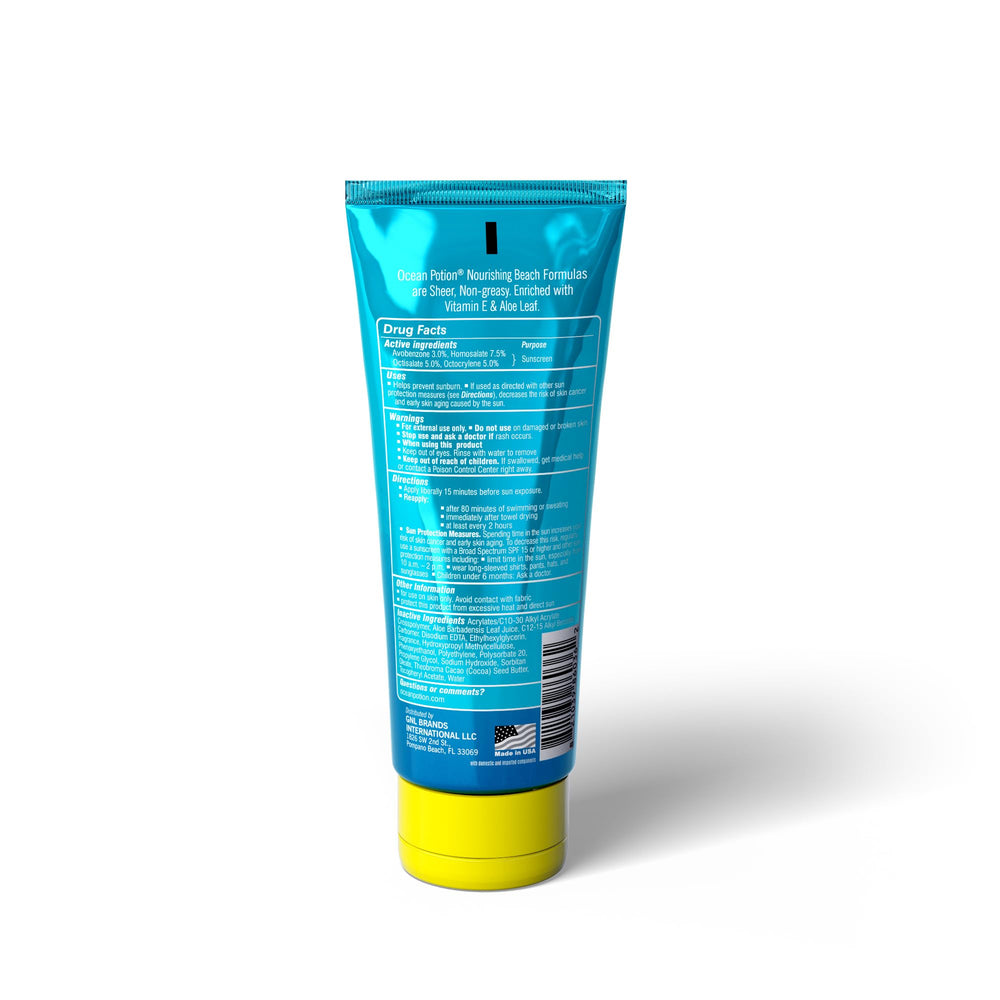 Textura ligera y no grasa de Ocean Potion para uso solar diario.