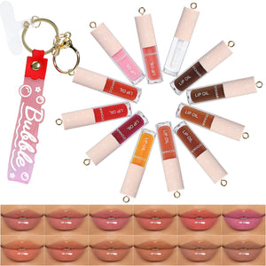 O'CHAIN aceite labial 12 colores con llavero portátil para viaje