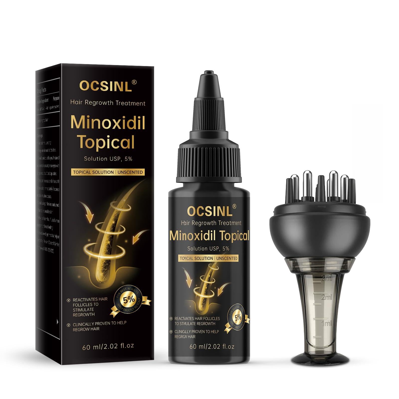 OCSINL Minoxidil serum botella para estimular crecimiento y salud del cuero cabelludo