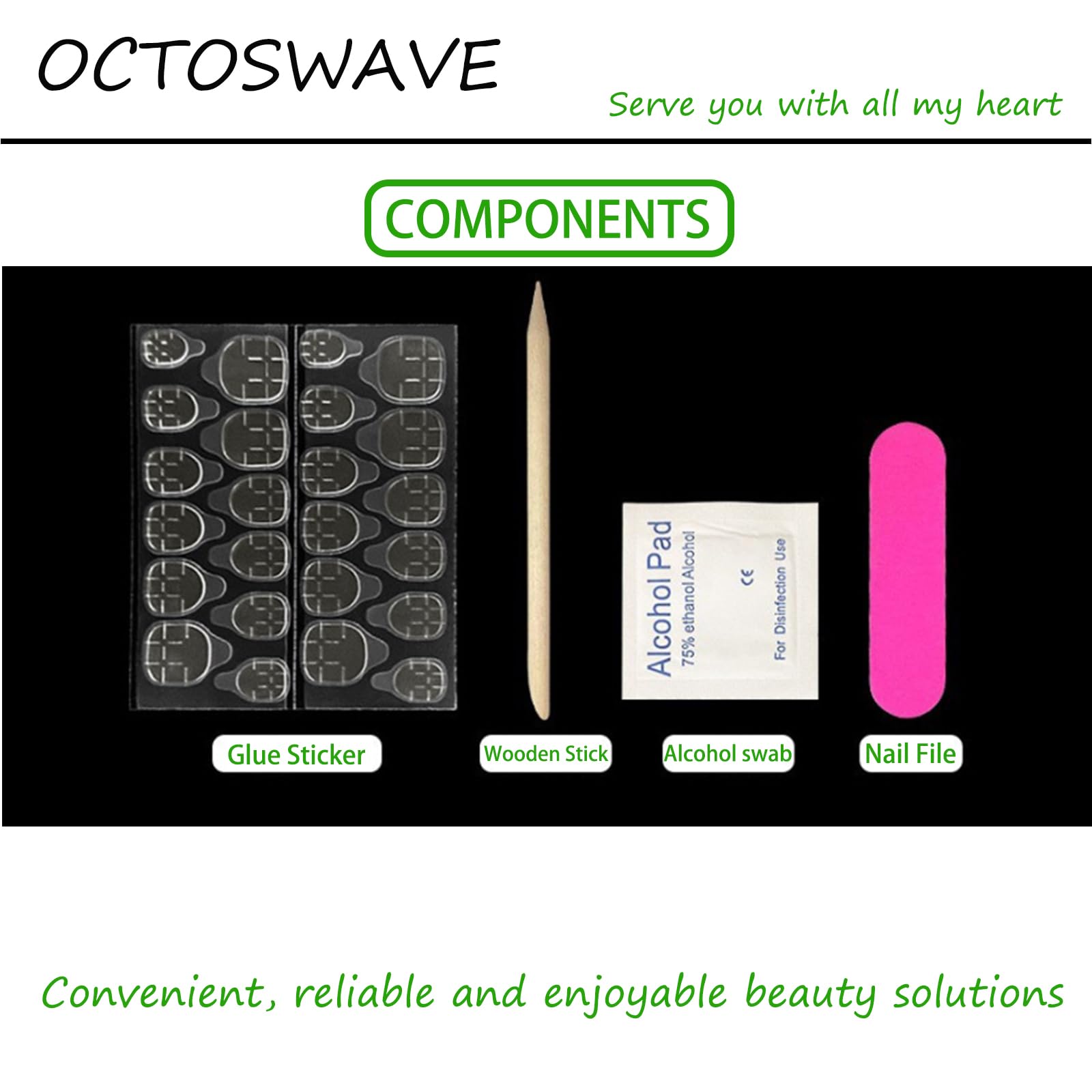 Tapas adhesivas claras OCTOSWAVE para fijación discreta.