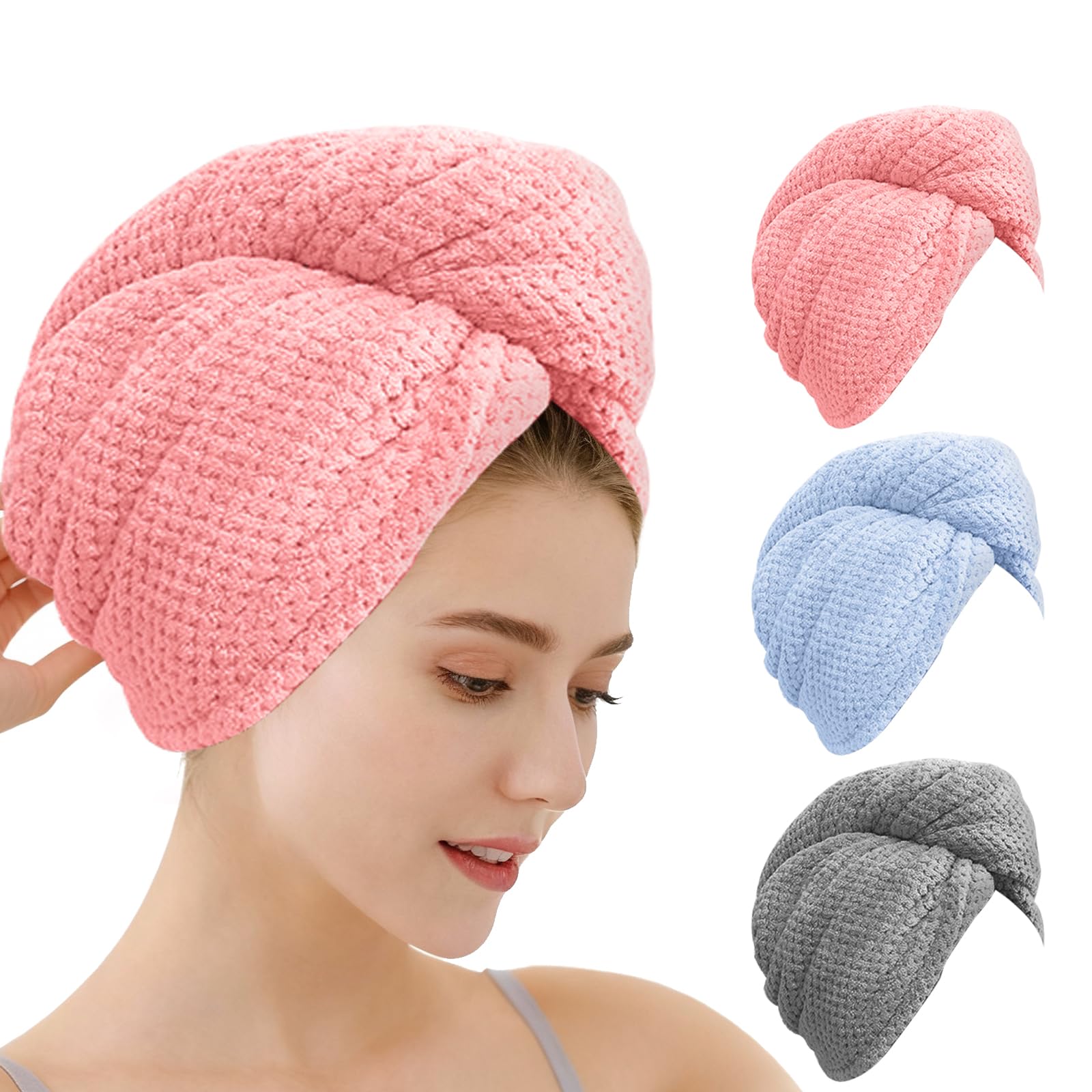 OEAGO toalla microfibra para cabello con absorción rápida para secado eficiente.