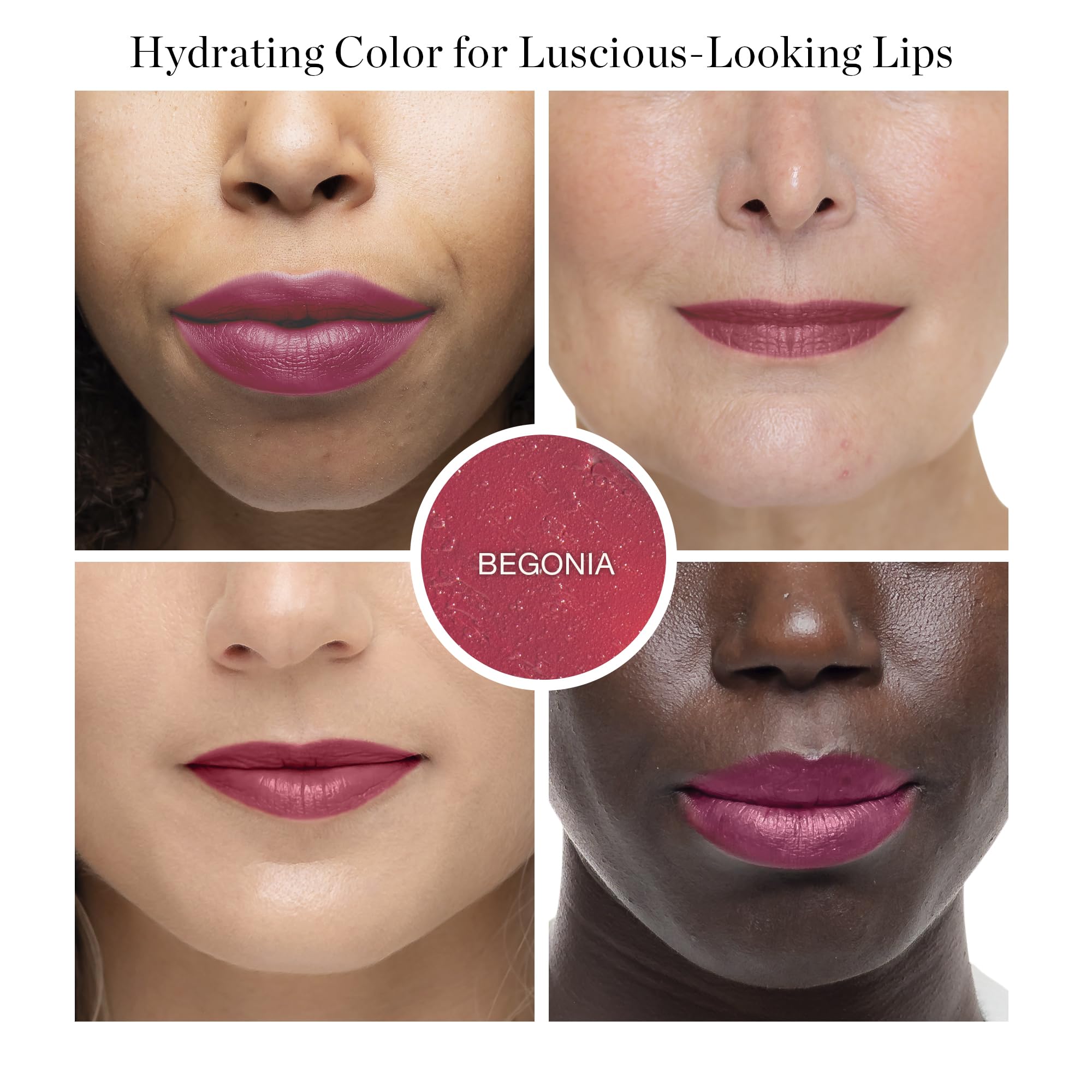 Ogee Begonia lip oil hidratante con brillo sutil en los labios.