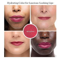 Ogee Begonia lip oil hidratante con brillo sutil en los labios.