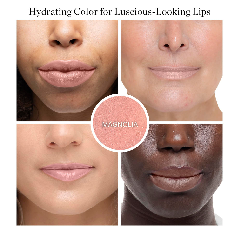 Ogee Magnolia aceite labial tono rosa claro hidrata ligeramente