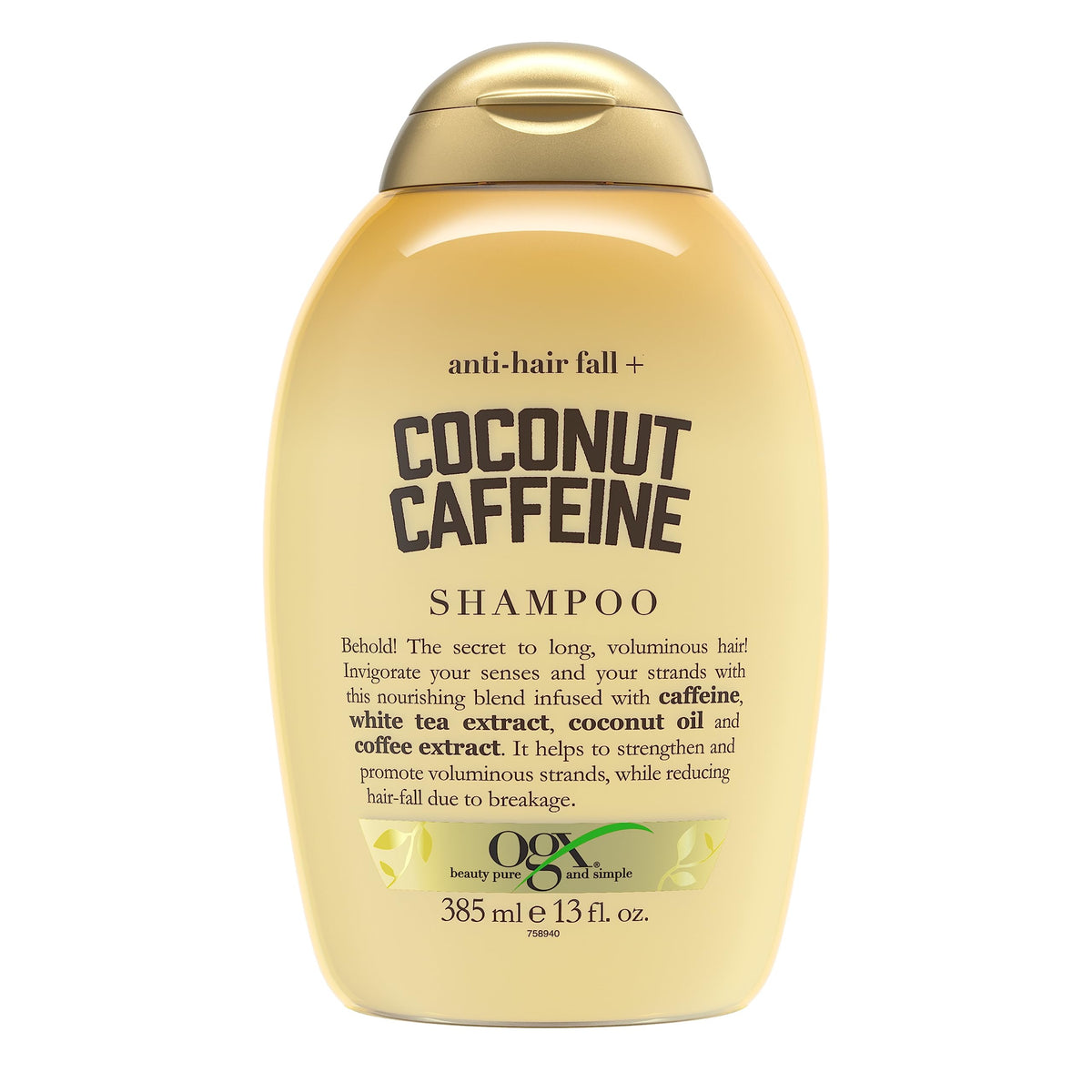 OGX Anti-Hair Fall: espuma abundante para lavado suave y fortalecedor.