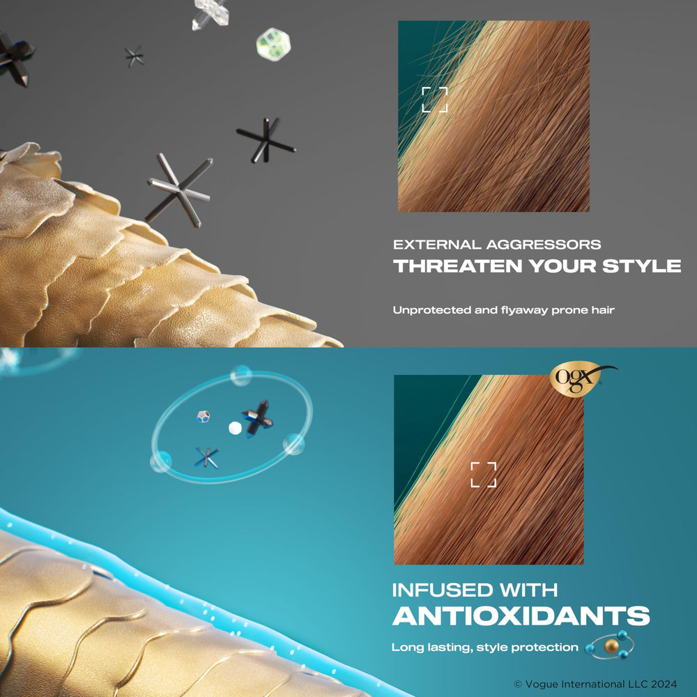 OGX defensa contra polución y emisiones para cabello protegido
