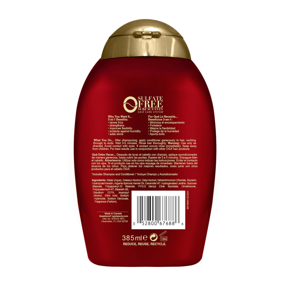 OGX Frizz-Free + Keratin: cabello tras enjuague con brillo perceptible