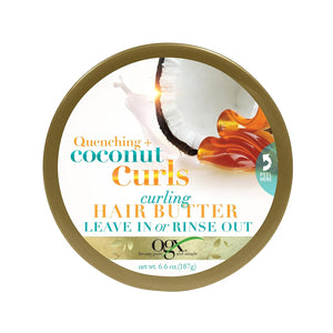 OGX Manteca coco rizos, empaque dúo, hidratación suave para rizos definidos.