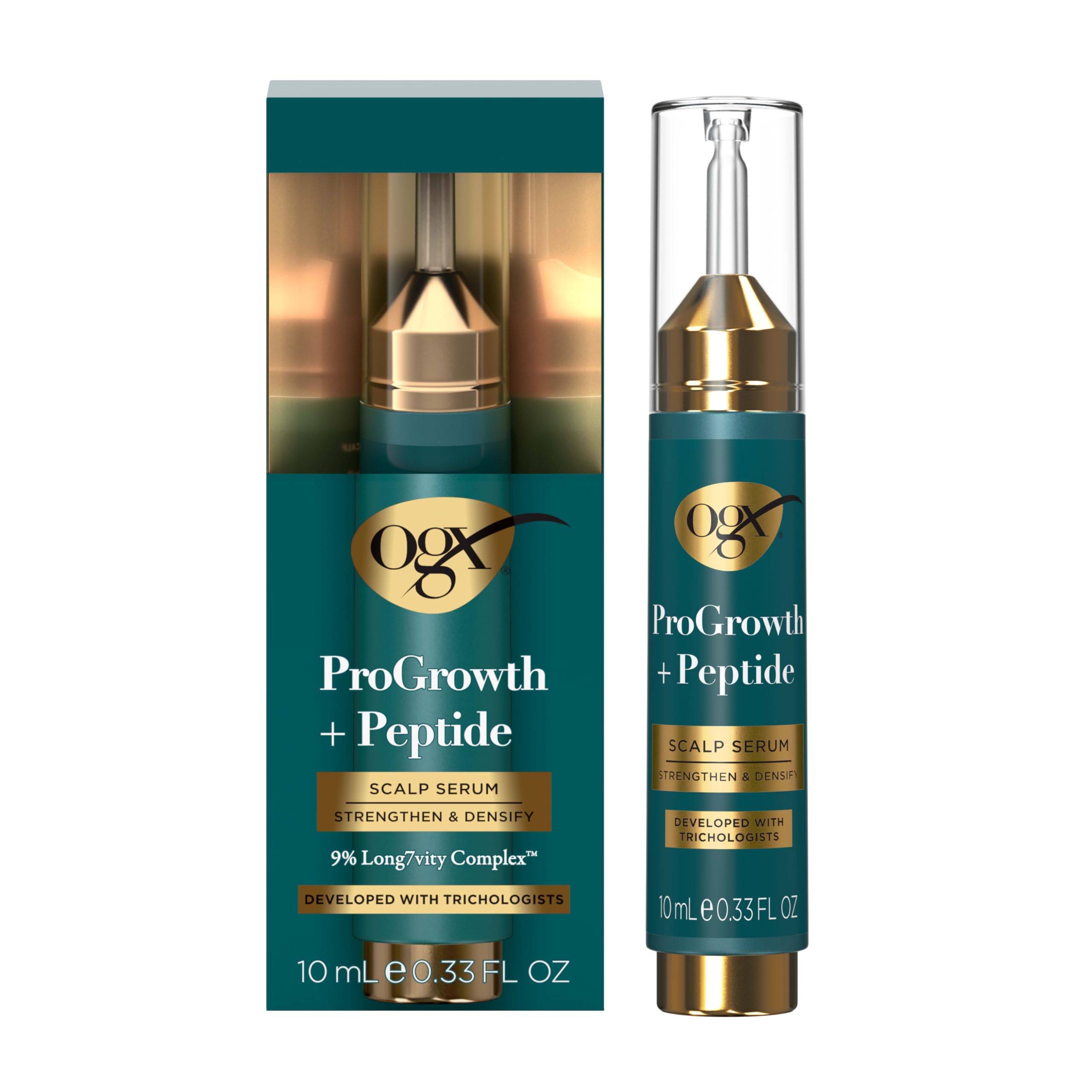 OGX ProGrowth + Peptide Serum, uso conjunto con champú y acondicionador ProGrowth.