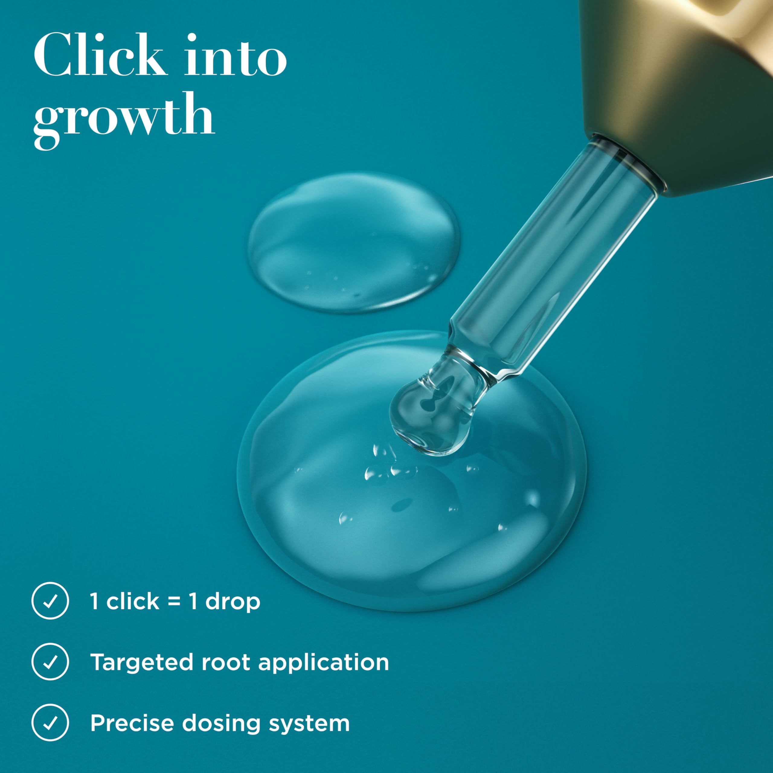 OGX ProGrowth + Peptide Serum, etiqueta con complejo Long7vity para densificar.