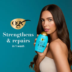 OGX Renewing Argán, aplicación fácil para limpieza diaria.