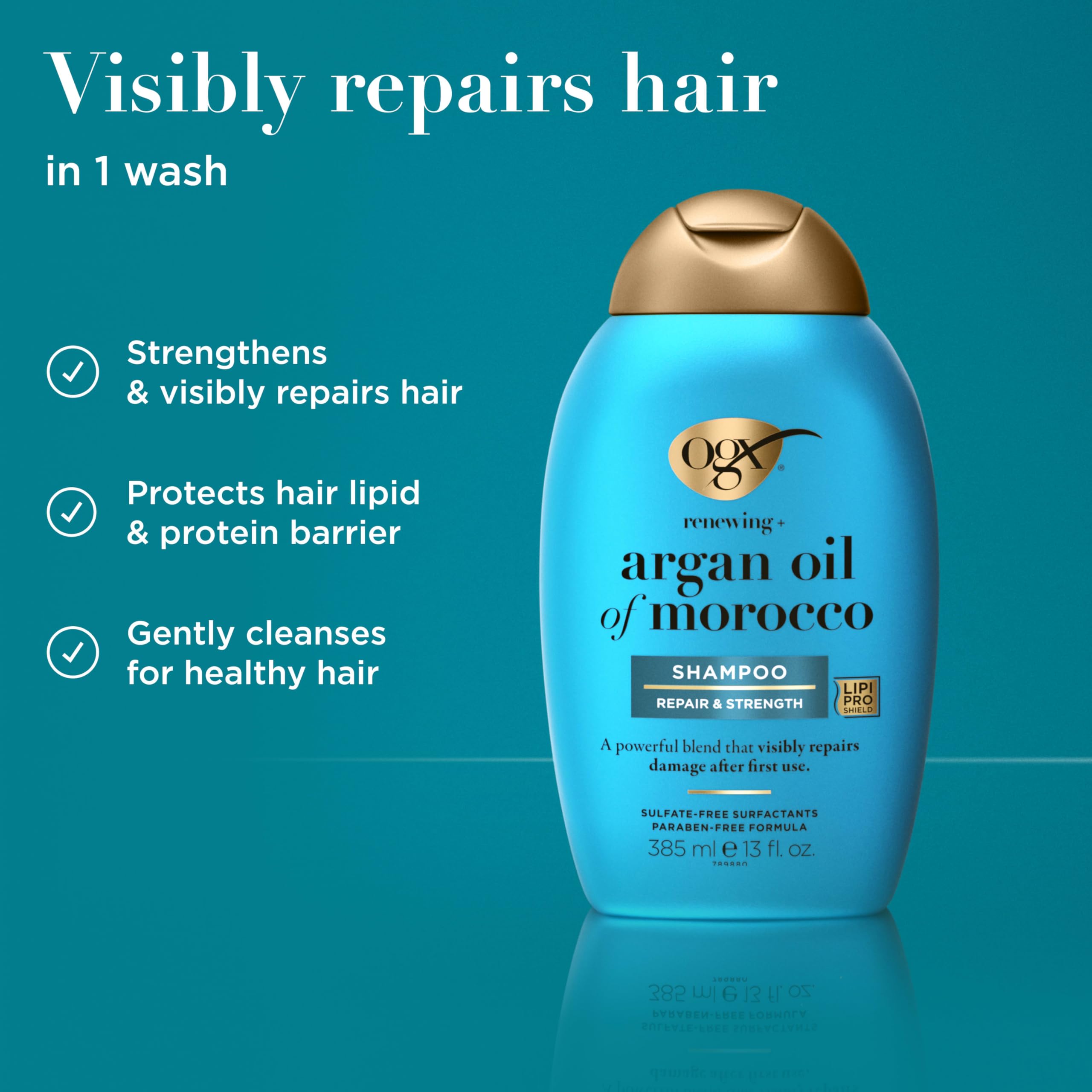 OGX Renewing botella, aroma cítrico-floral para cabello con sensación fresca.