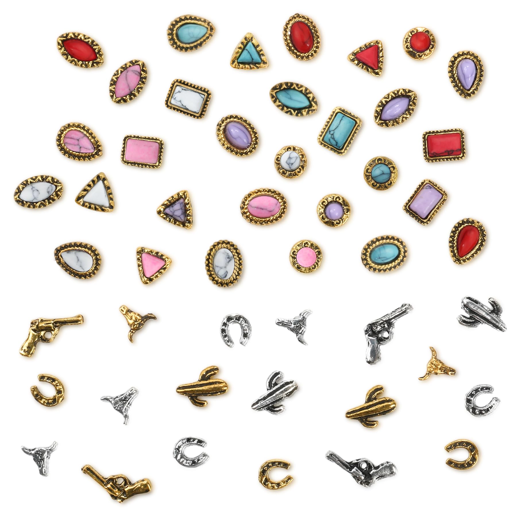 Ohmique gemas turquesa para uñas, 50 piezas, ideal para arte personalizado.