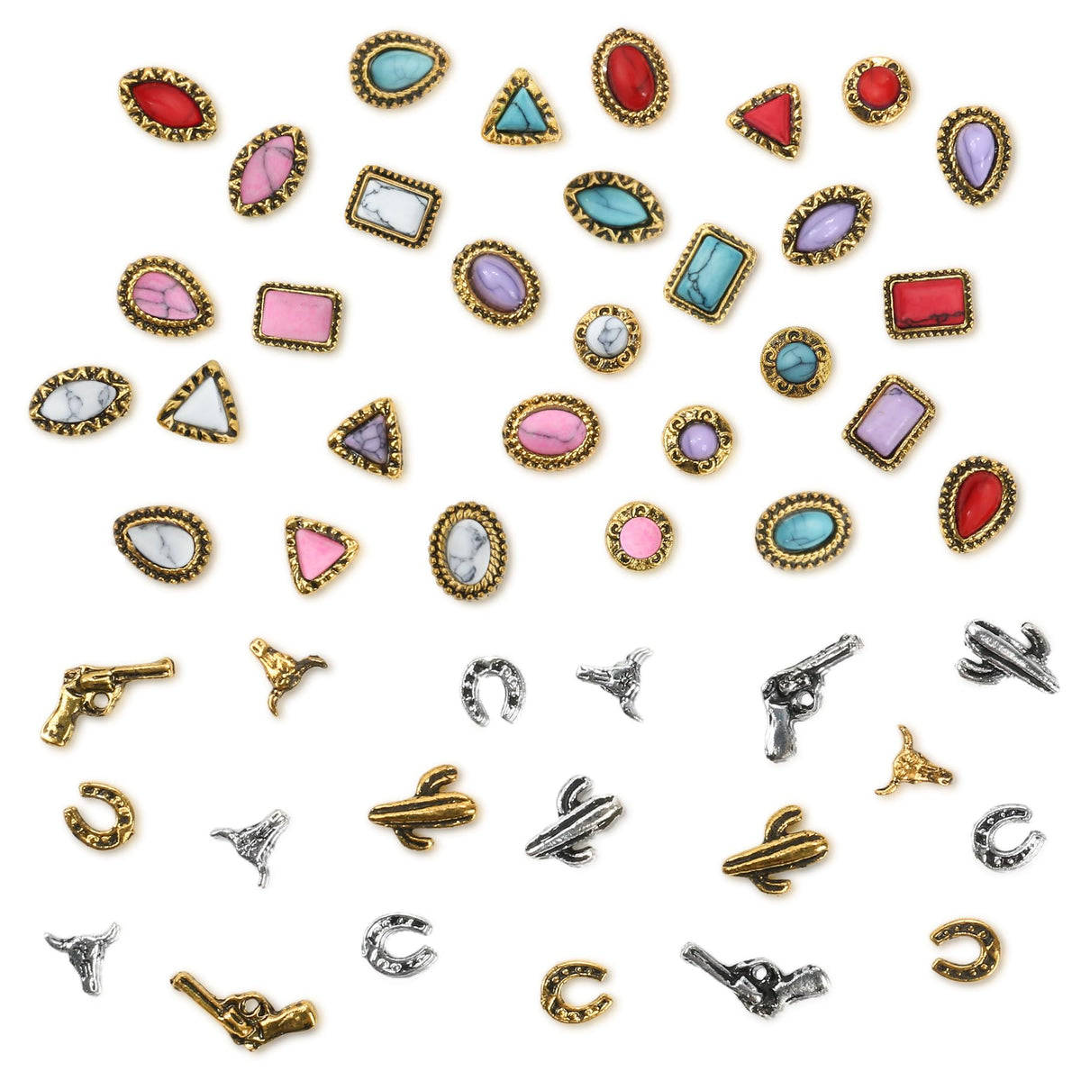 Ohmique gemas turquesa para uñas, 50 piezas, ideal para arte personalizado.