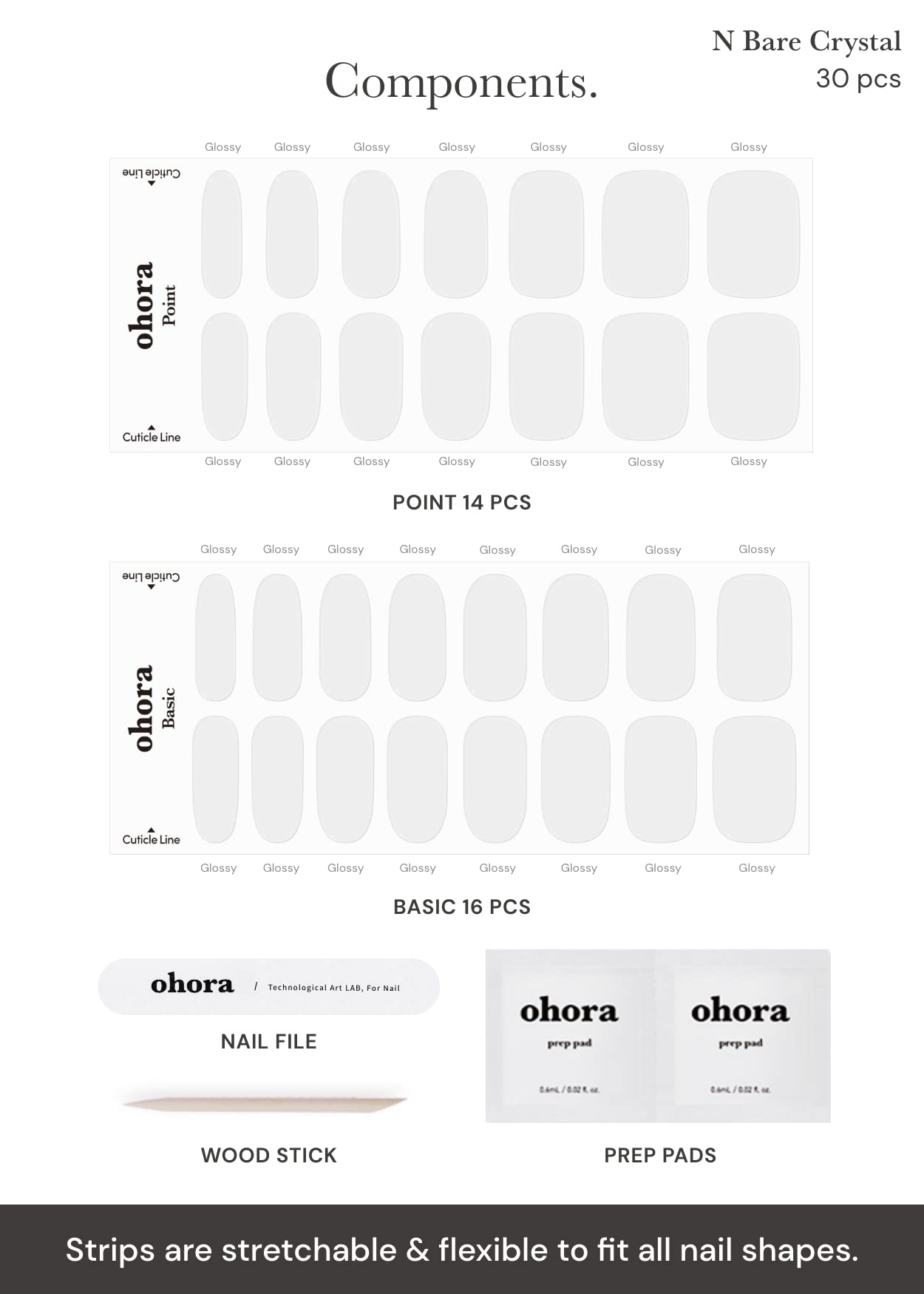 ohora N Bare Crystal: incluye toallitas preparadoras, lima y palillo
