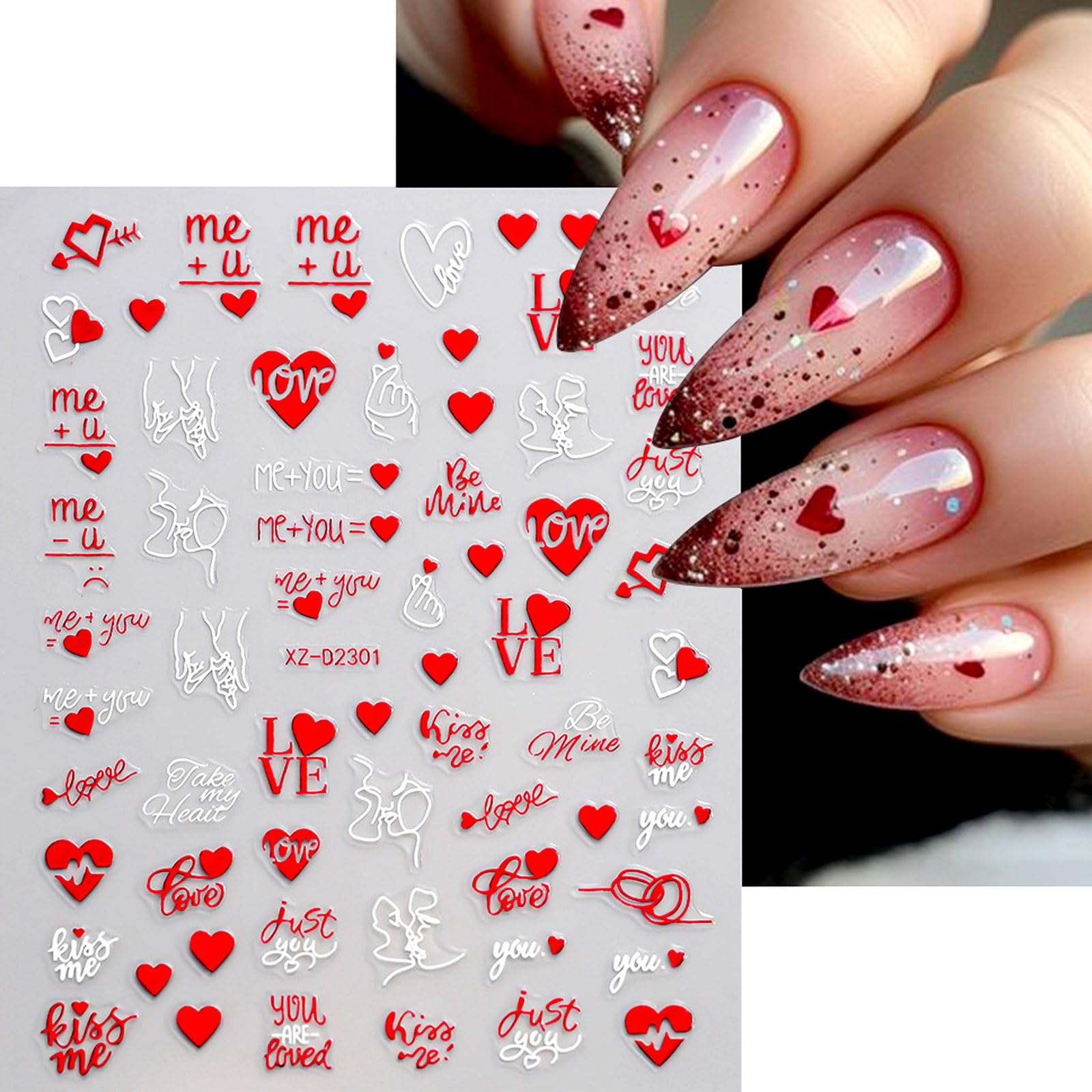 OIUUBBII decoraciones-valentinas, listas para aplicar en uñas en la fecha especial.