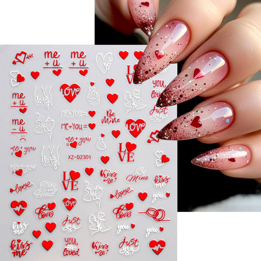 OIUUBBII decoraciones-valentinas, listas para aplicar en uñas en la fecha especial.